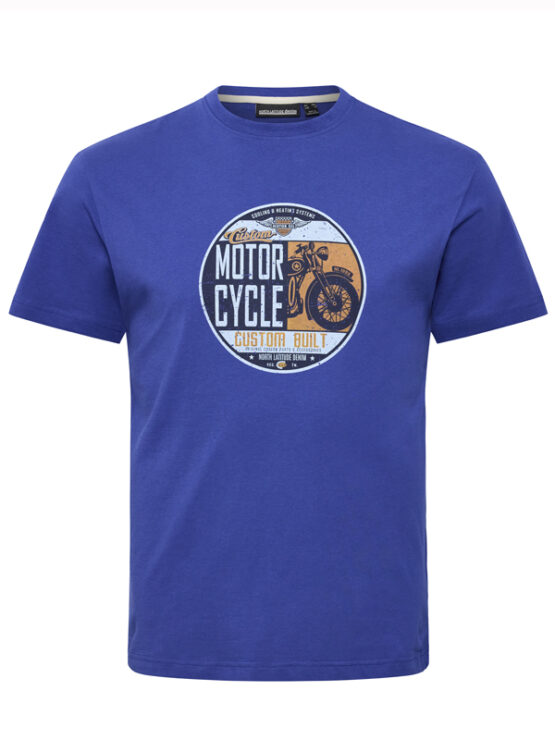 Motor Cycle Print T-Shirt (Cobolt)